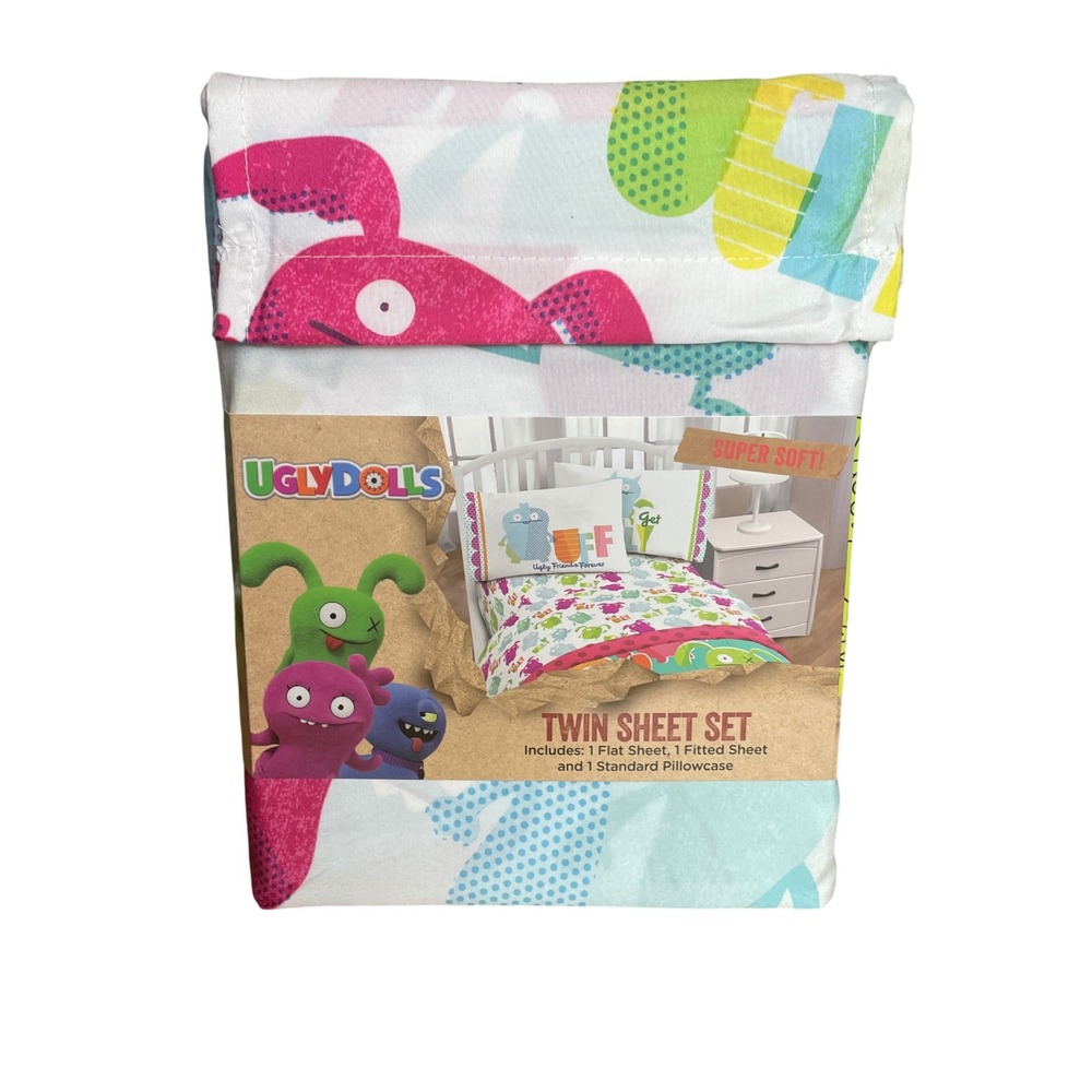 Uglydolls 3 Piece‎ Twin Sheet Set Super Soft Kids Bedding Flat Fitted Pillowcase